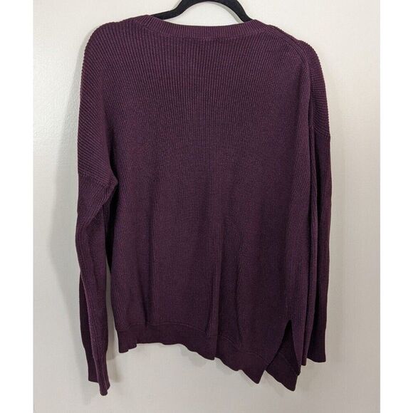 Athleta Pima Cotton Blend Crewneck Knit Asymmetrical Hem Sweater Size Medium - Picture 3 of 8